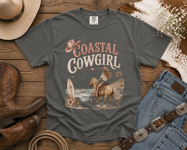 Coastal Cowgirl T-Shirt —Cowgirl TShirt | Western Tee | Comfort Colors Country Tee | Vintage Country Shirt | Rodeo Shirt
